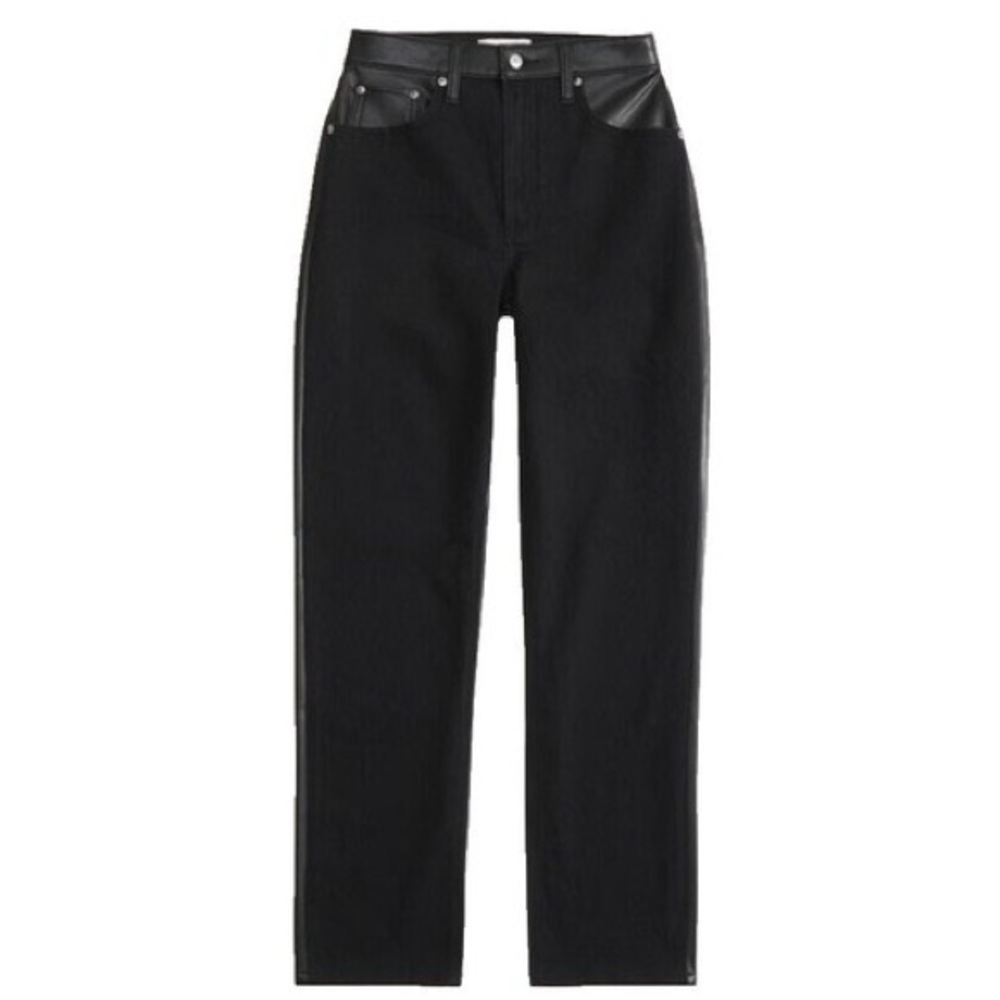 Universal Thread Target Mid Rise 80s Slim Two Tone Black Jeans Faux Leather 2R - Picture 4 of 6